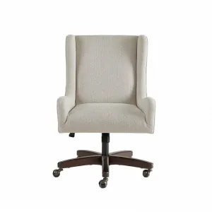 Rolling Upholstered Desk Chair in Cream