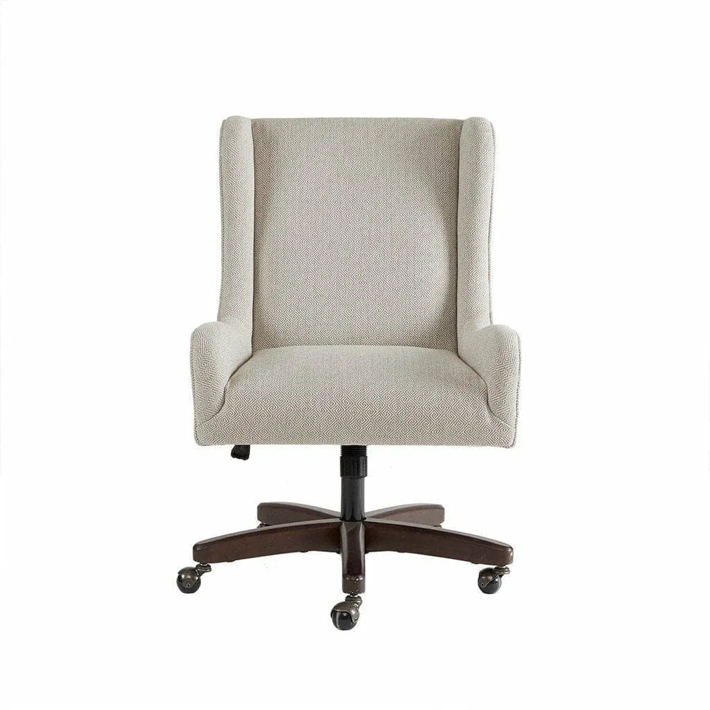 Rolling Upholstered Desk Chair in Cream
