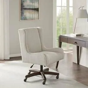 Rolling Upholstered Desk Chair in Cream