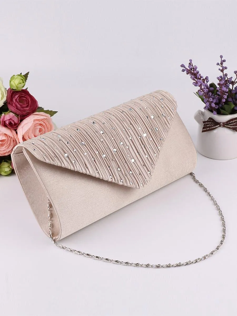Ruched Inlay Rhinestone Clutch Bags MNBF052