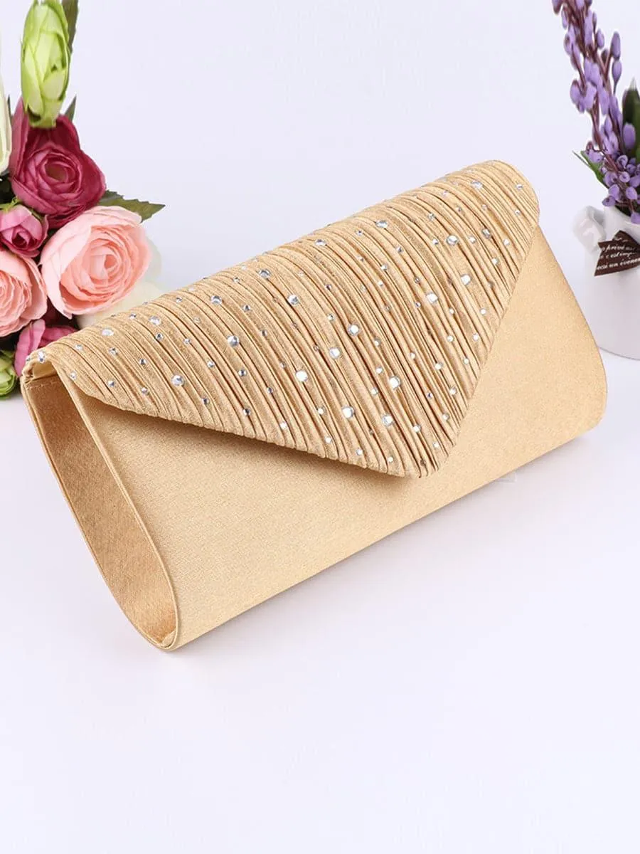 Ruched Inlay Rhinestone Clutch Bags MNBF052