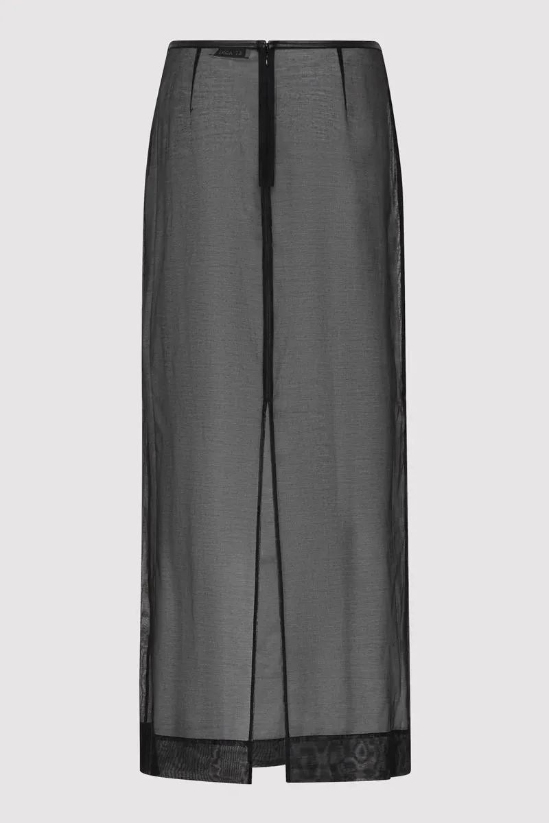 SHEER LEATHER TRIM SKIRT