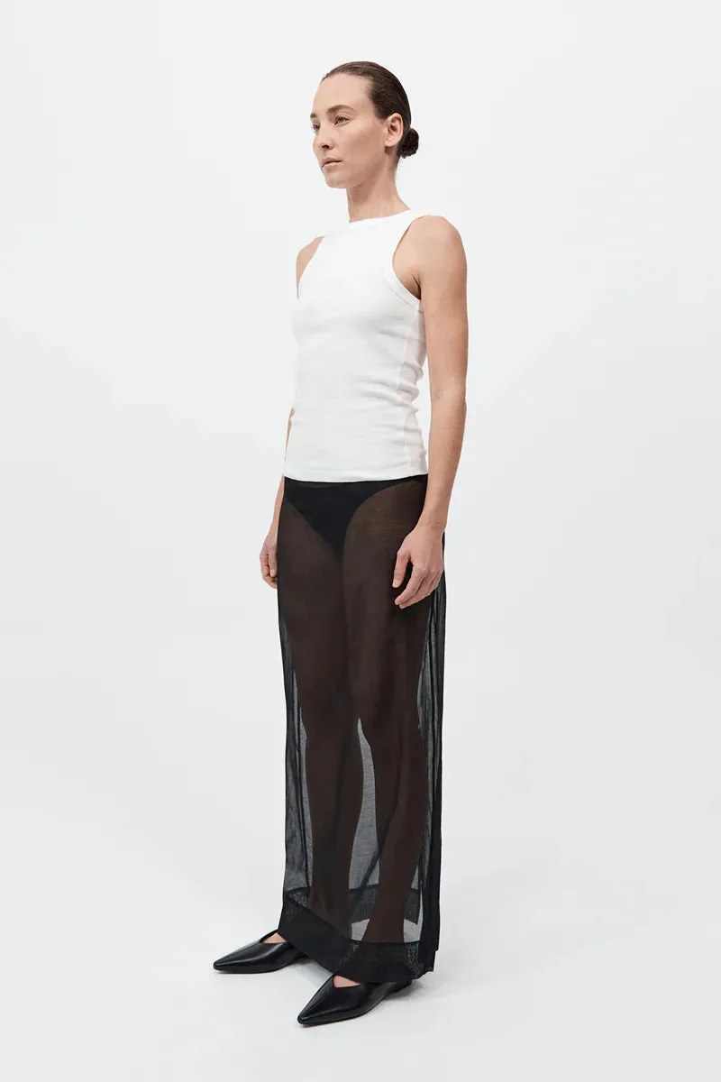 SHEER LEATHER TRIM SKIRT
