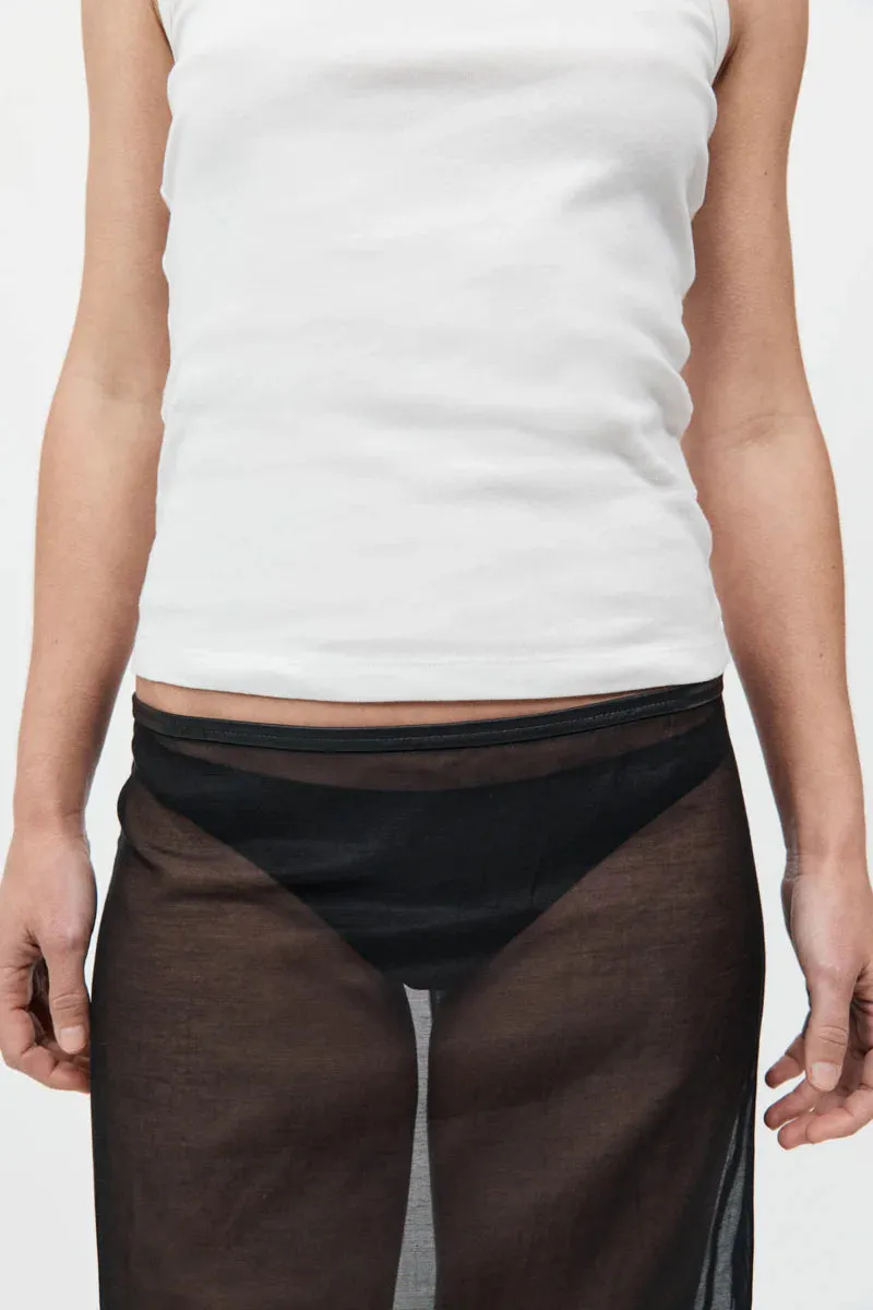 SHEER LEATHER TRIM SKIRT