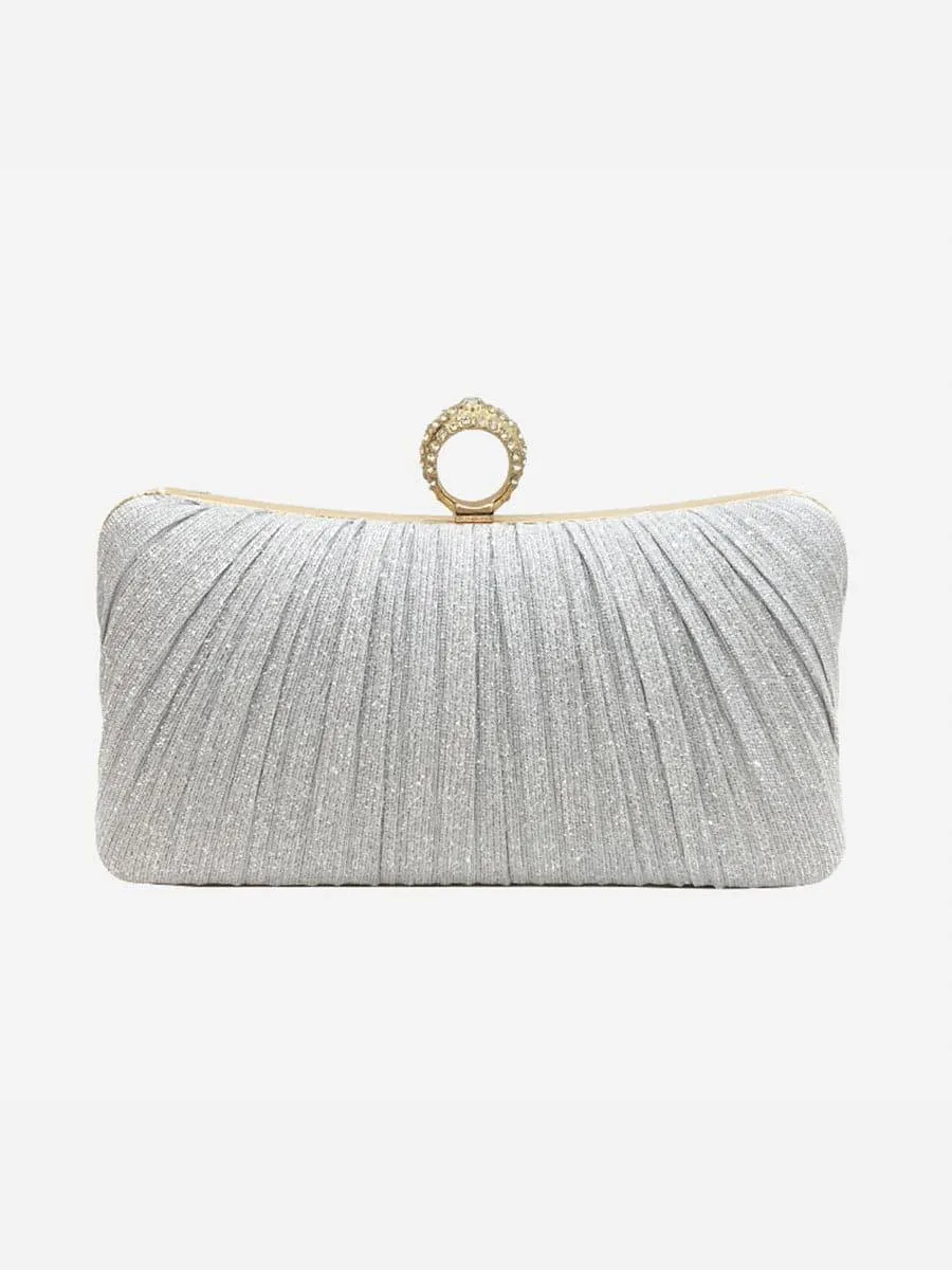 Shiny Ruched Ring Banquet Party Clutch Bags MNBF058