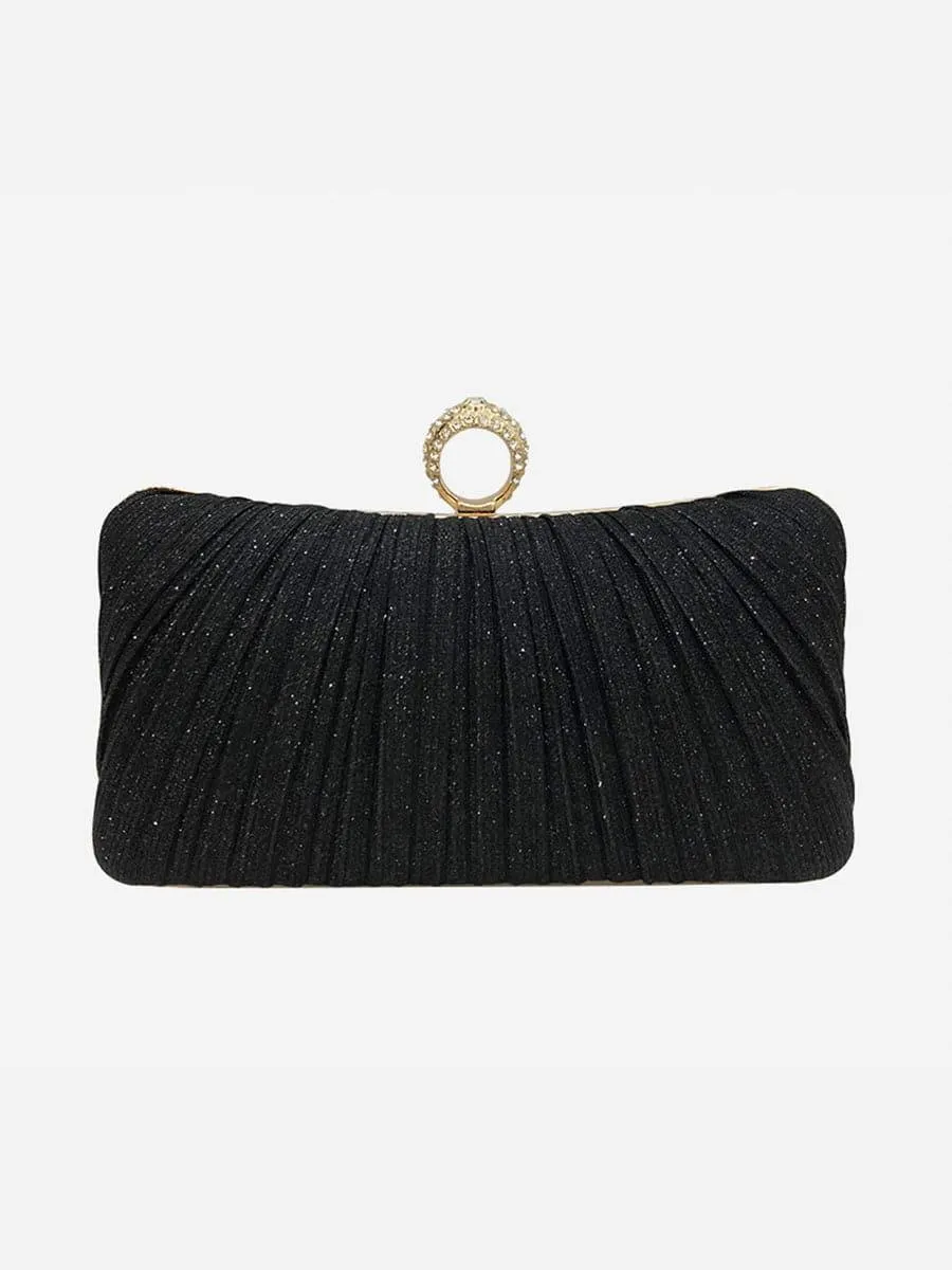 Shiny Ruched Ring Banquet Party Clutch Bags MNBF058