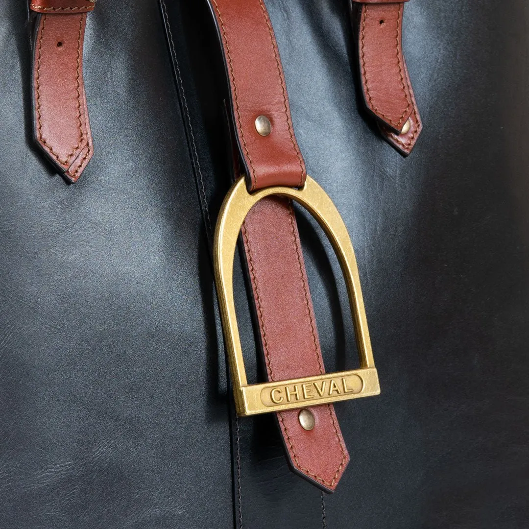 Signature - Equestrian Stirrup Tote Bag Two Tone Italian Leather