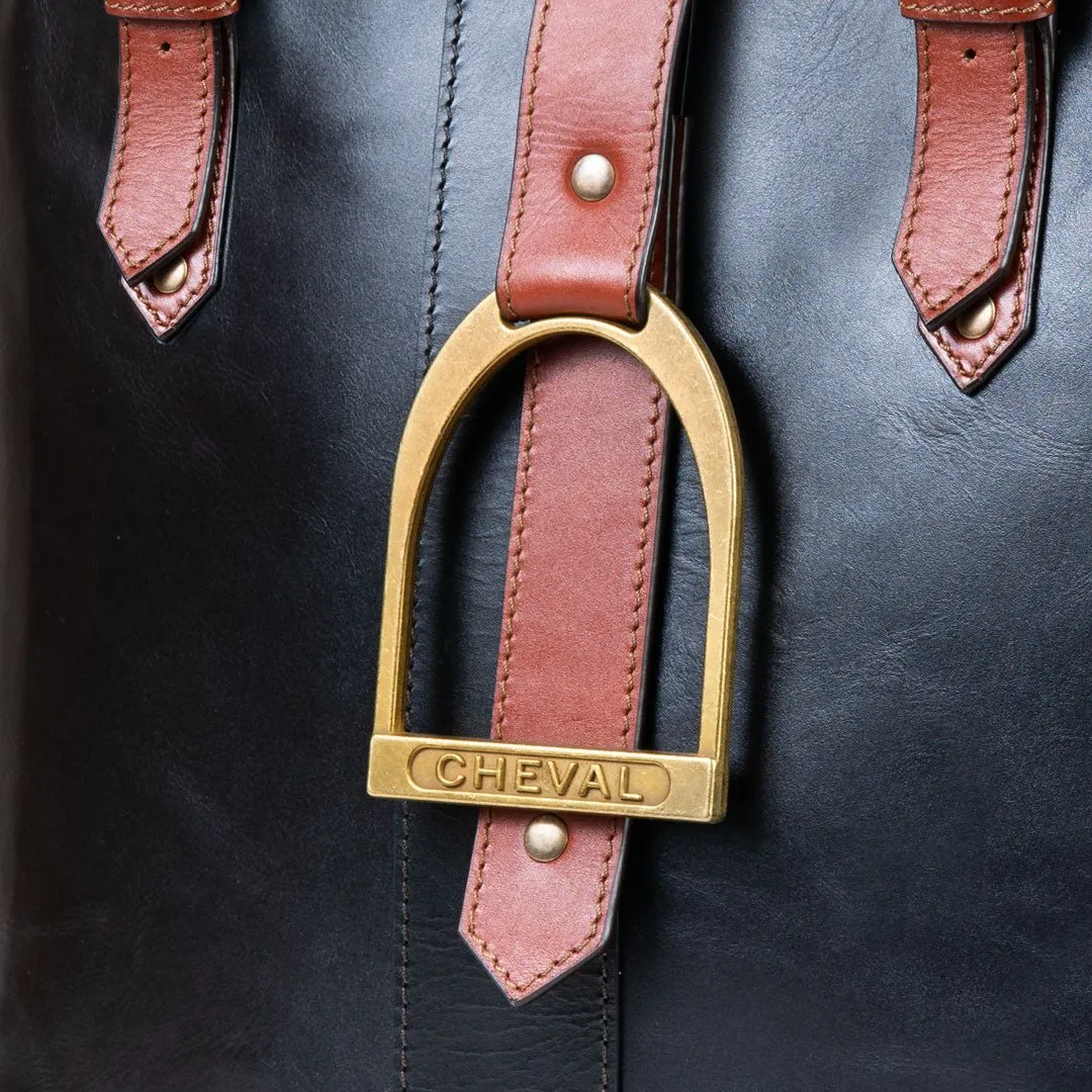 Signature - Equestrian Stirrup Tote Bag Two Tone Italian Leather