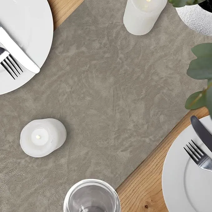 Silver Faux Leather Table Runner