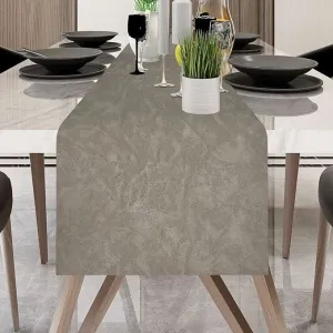 Silver Faux Leather Table Runner