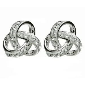 Sterling Silver Celtic Trinity Earrings Adorned By White Crystals SW98