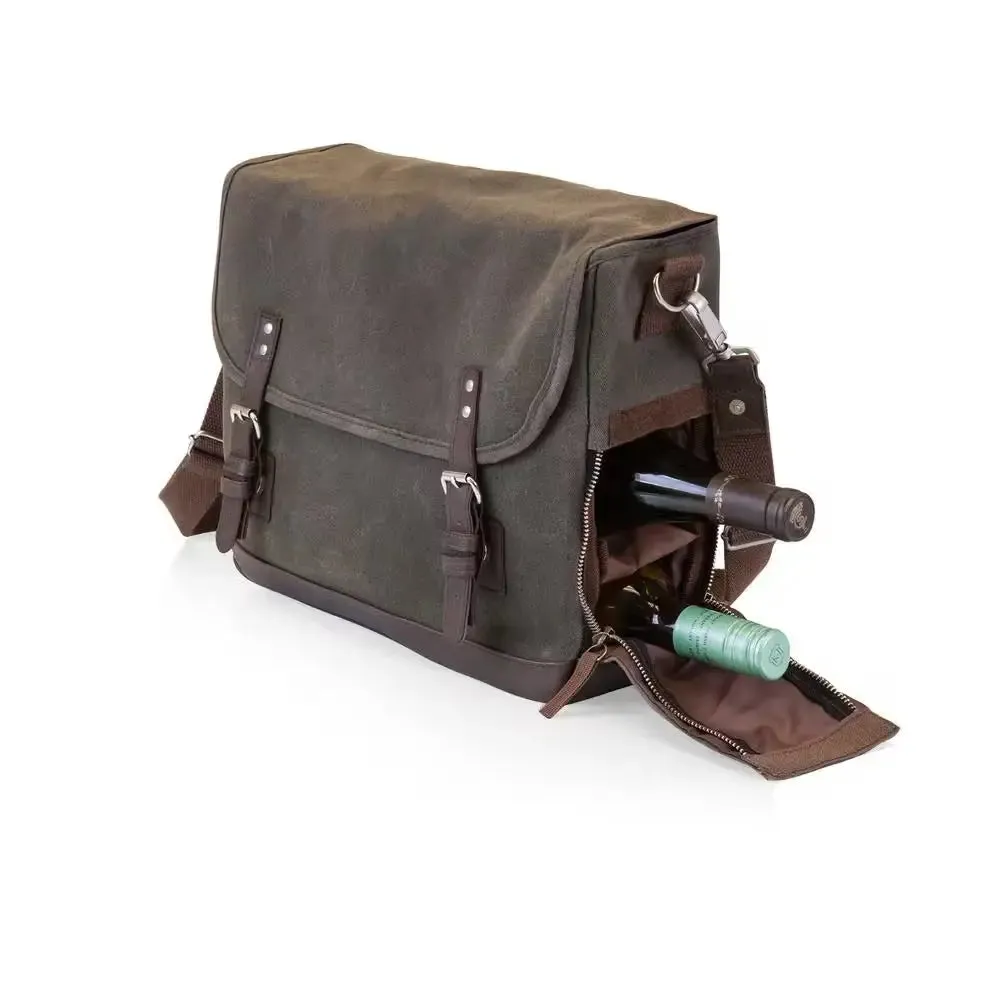 Stylish Adventure Khaki Wine Tote with Portable Table