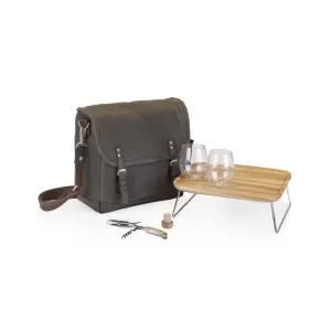 Stylish Adventure Khaki Wine Tote with Portable Table