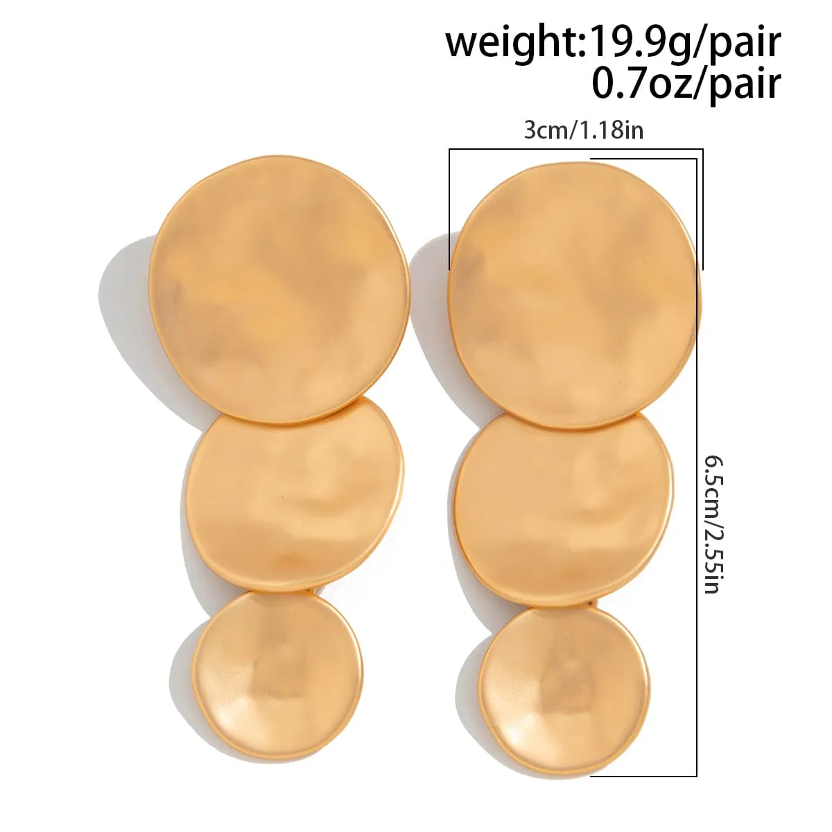 Stylish Chunky Triple Round Disk Earrings
