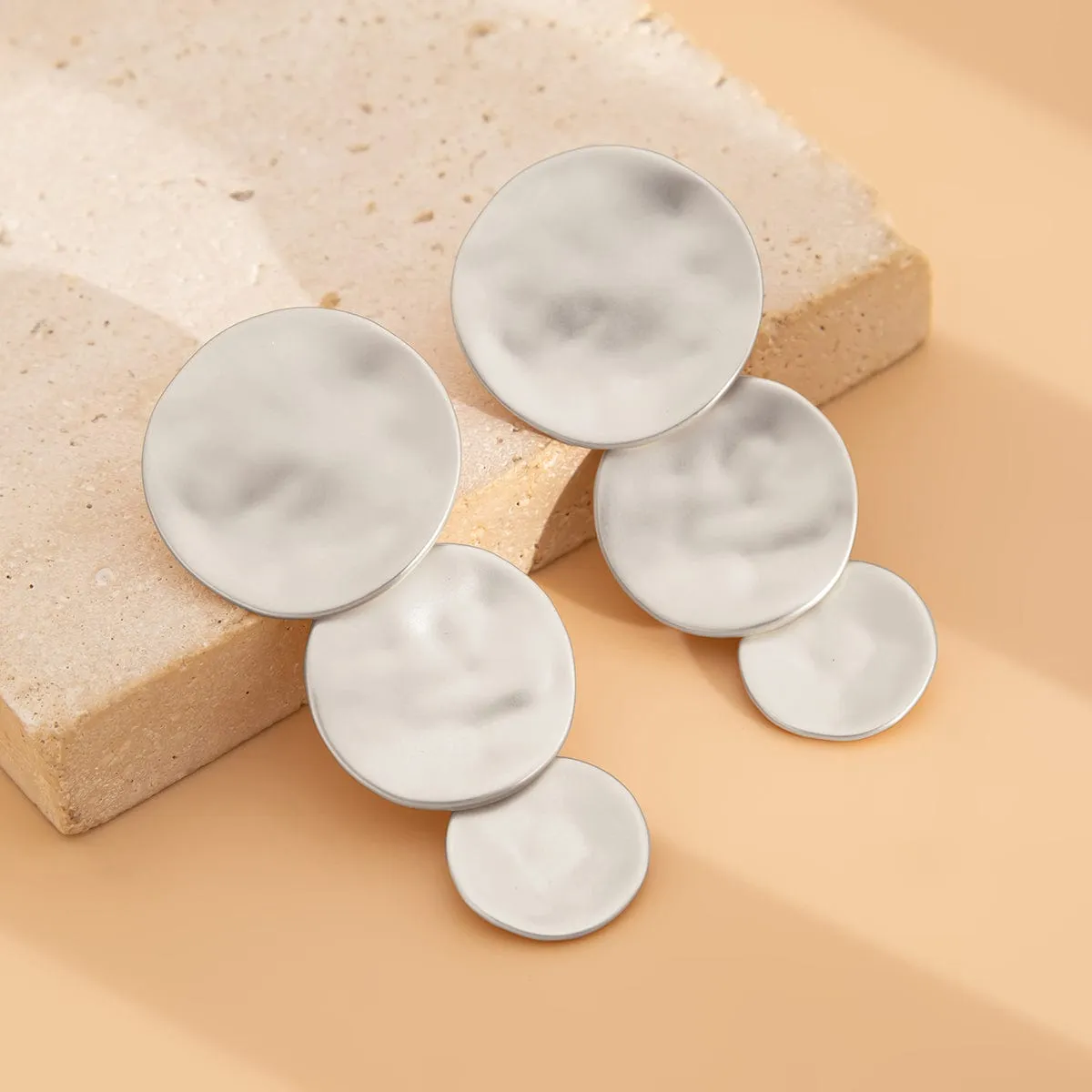 Stylish Chunky Triple Round Disk Earrings