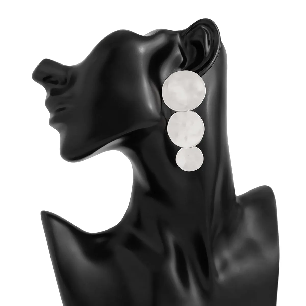 Stylish Chunky Triple Round Disk Earrings