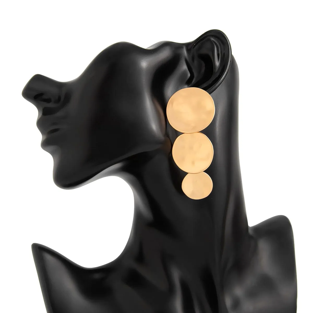 Stylish Chunky Triple Round Disk Earrings