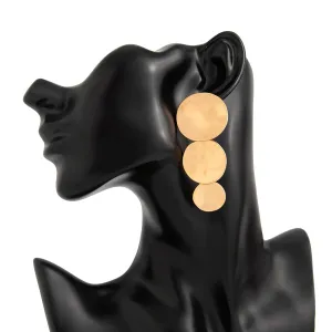 Stylish Chunky Triple Round Disk Earrings