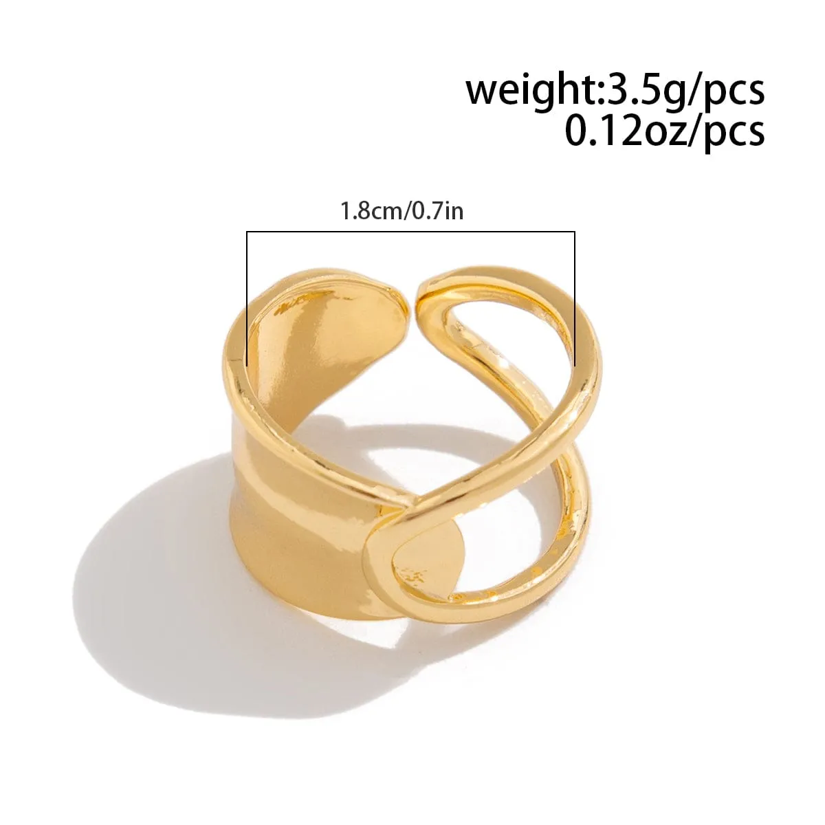Stylish Gold Silver Plated Hollow Glossy Ring