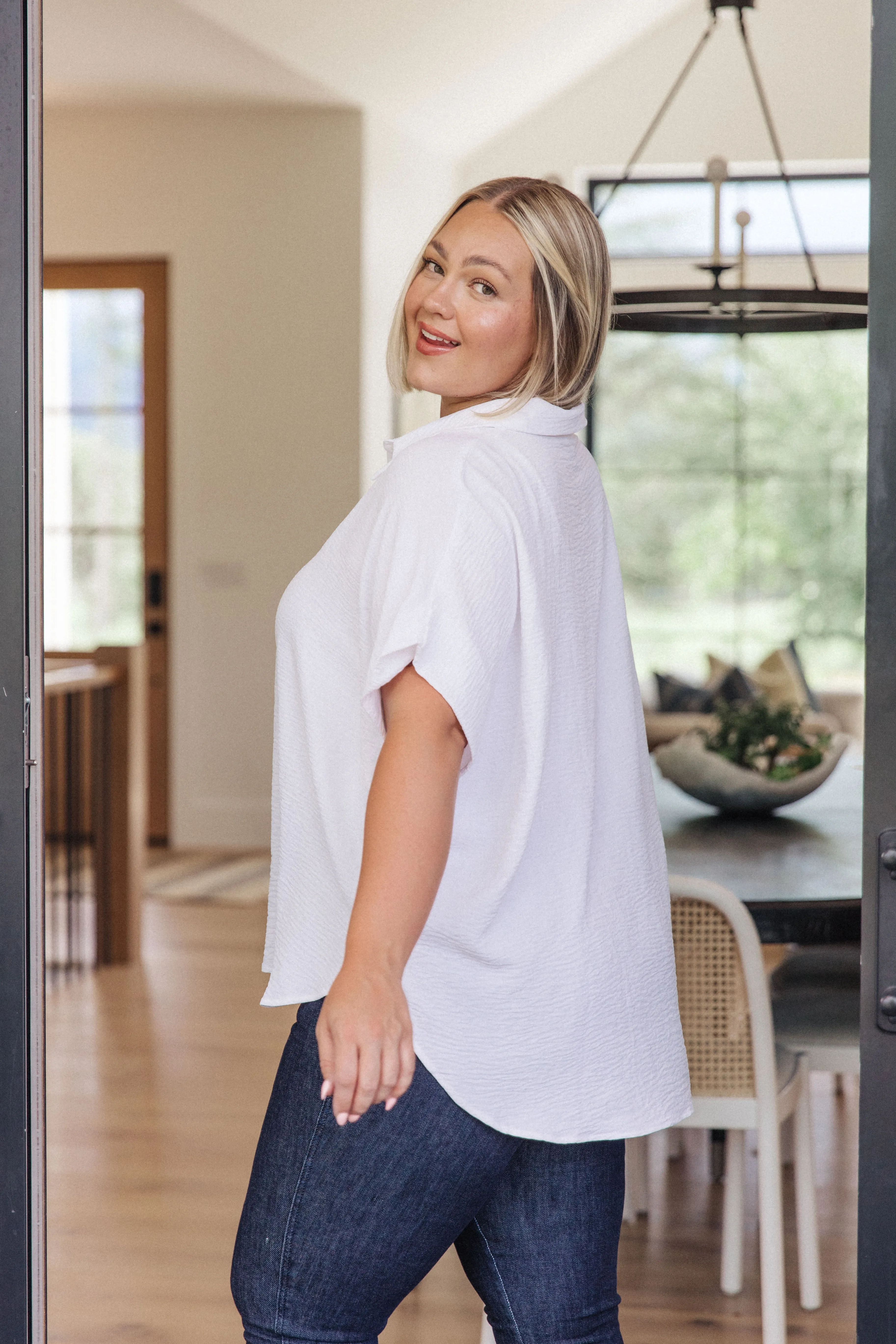 Sweet Simplicity Button-Up Blouse in Fresh White