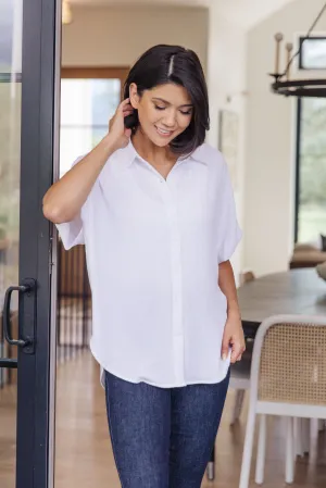 Sweet Simplicity Button-Up Blouse in Fresh White
