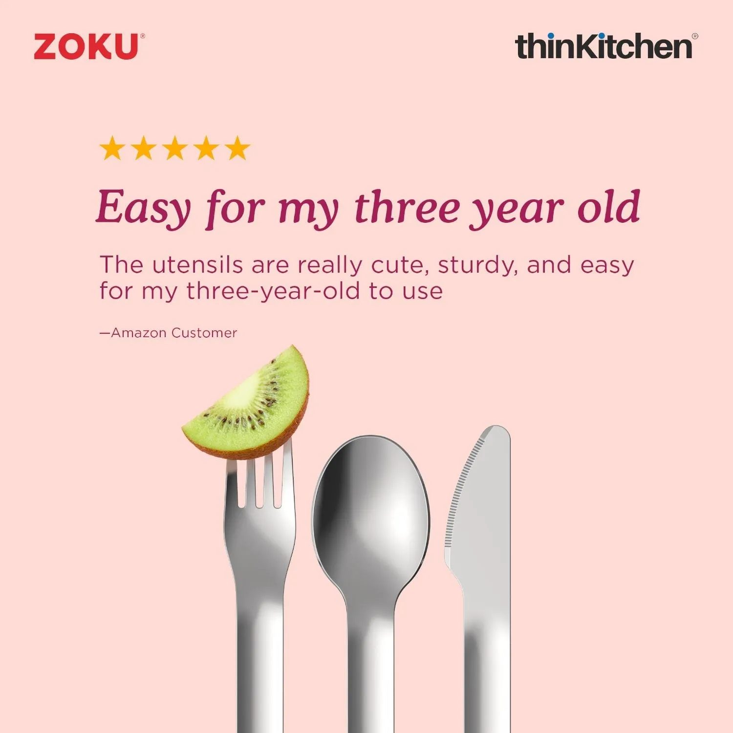 thinKitchen™ Zoku Stainless Steel Kids Pocket Utensil Set, Shark