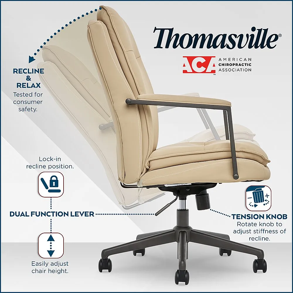 Thomasville - Upton Bonded Leather Office Chair - Cream - new