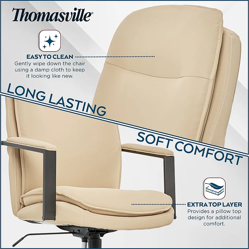 Thomasville - Upton Bonded Leather Office Chair - Cream - new