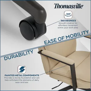 Thomasville - Upton Bonded Leather Office Chair - Cream - new