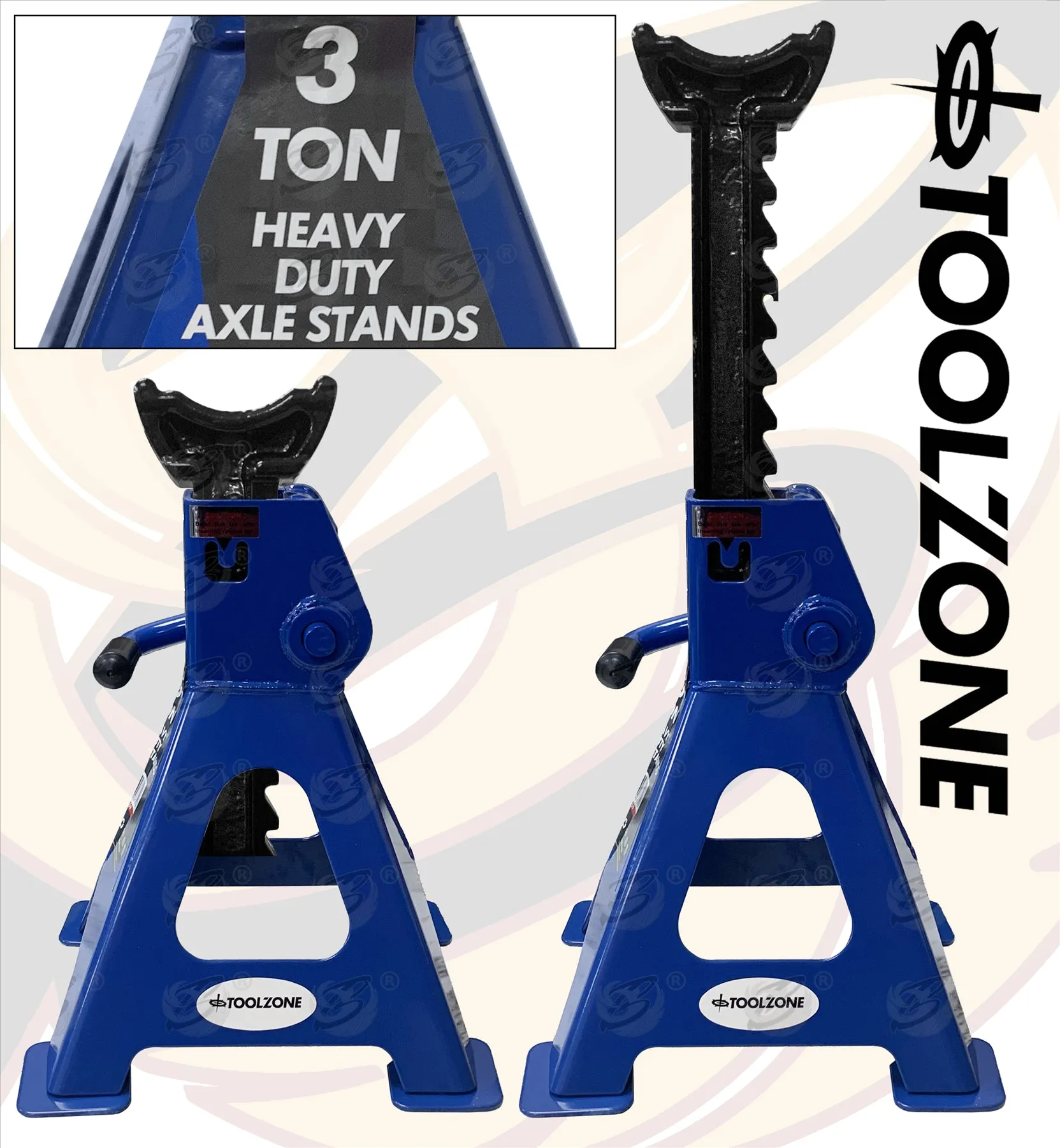 TOOLZONE 3 TON ( TONNE ) AXLE STANDS ( PAIR )