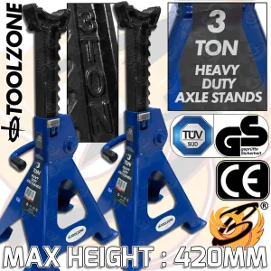 TOOLZONE 3 TON ( TONNE ) AXLE STANDS ( PAIR )