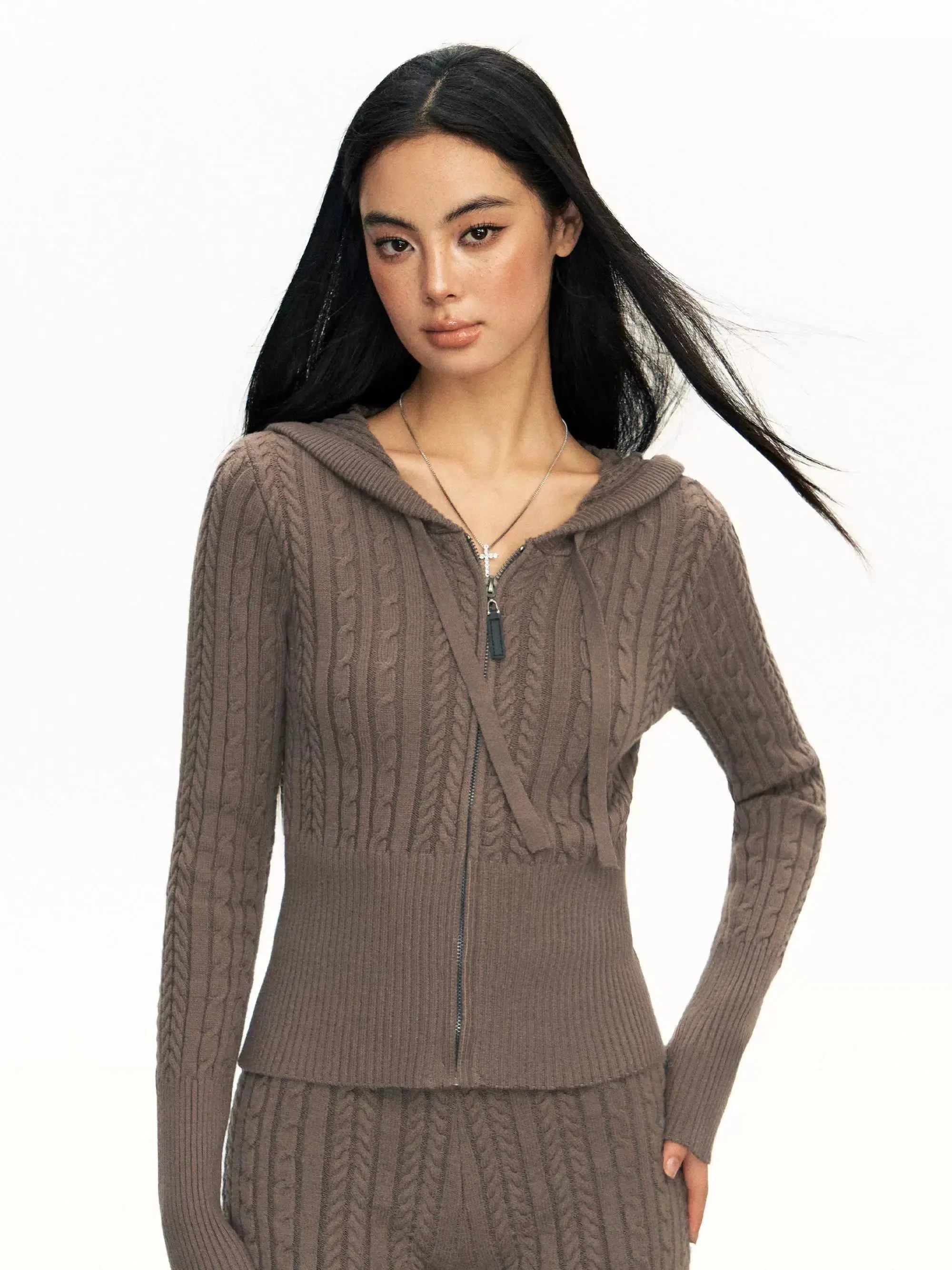 Vintage Hooded Knit Cardigan