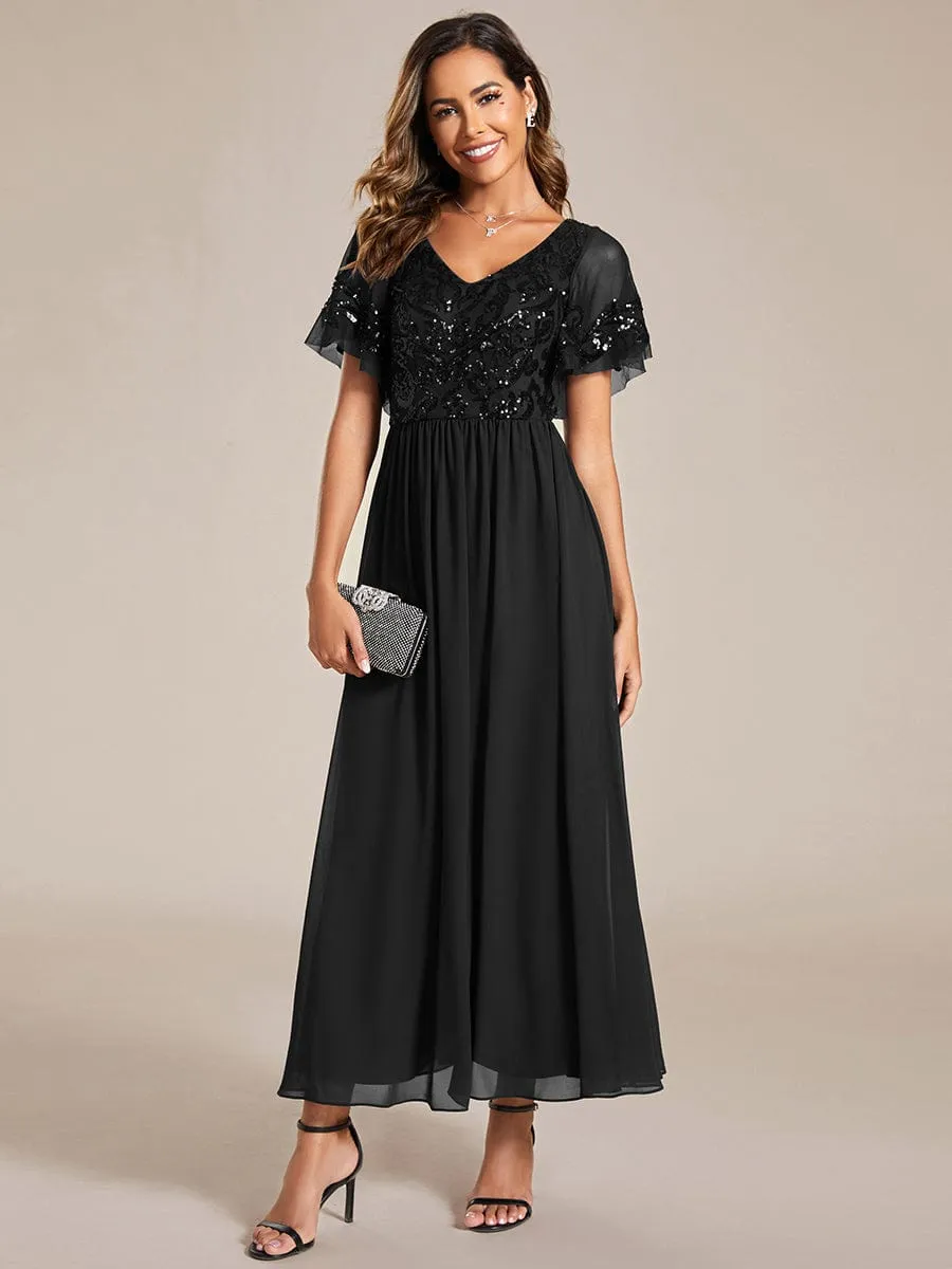 Virginia black evening ankle length dress s18 Express NZ wide