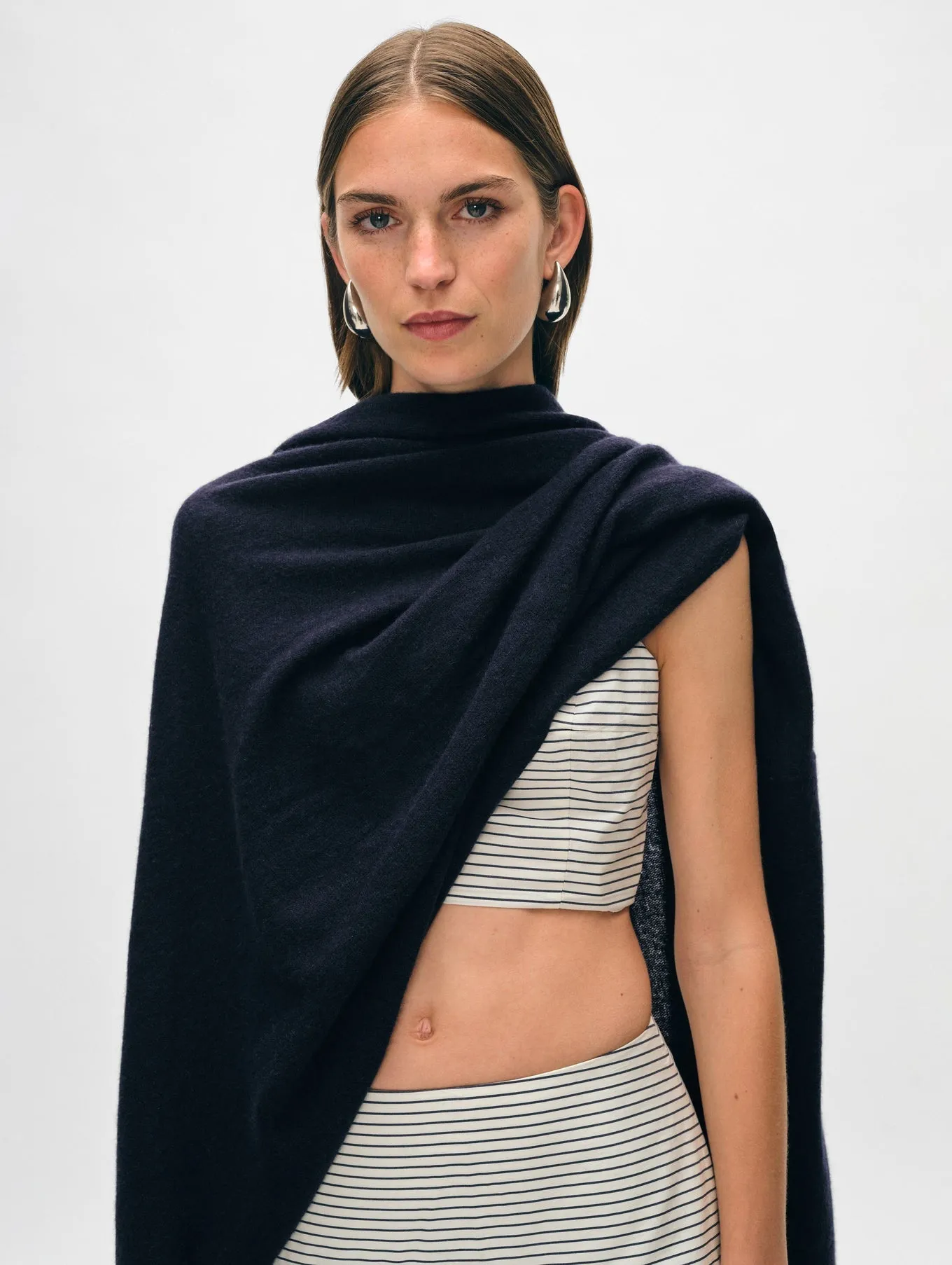 White   Warren - Cashmere Travel Wrap - Deep Navy