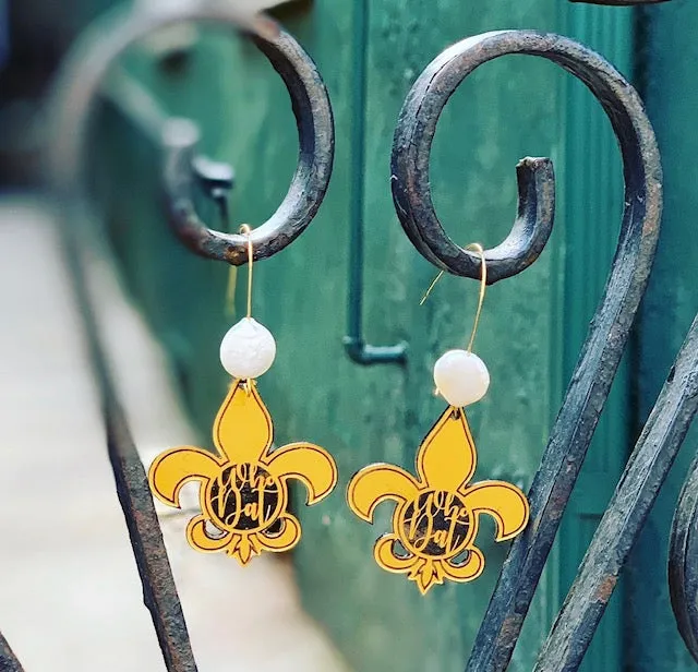 Who Dat Fleur de Lis Saints Earrings