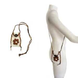 Women Phone Purse With Strap White Brown