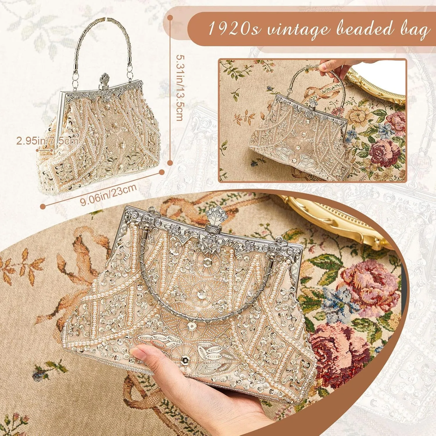 Womens Evening Clutch Bags Vintage Beaded Clutch