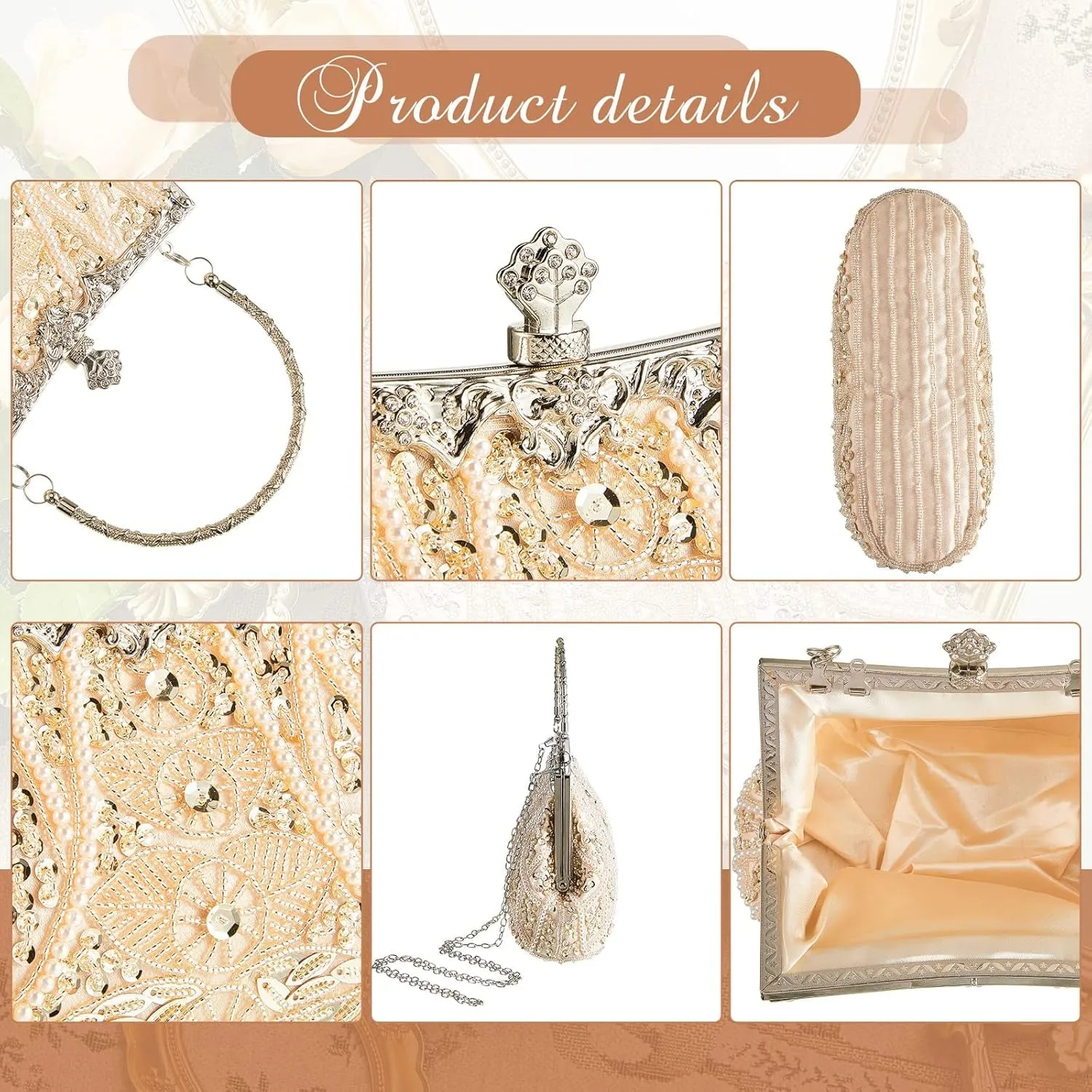 Womens Evening Clutch Bags Vintage Beaded Clutch