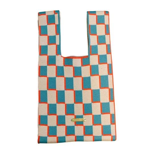 Wristlet Bag Blue Checkered