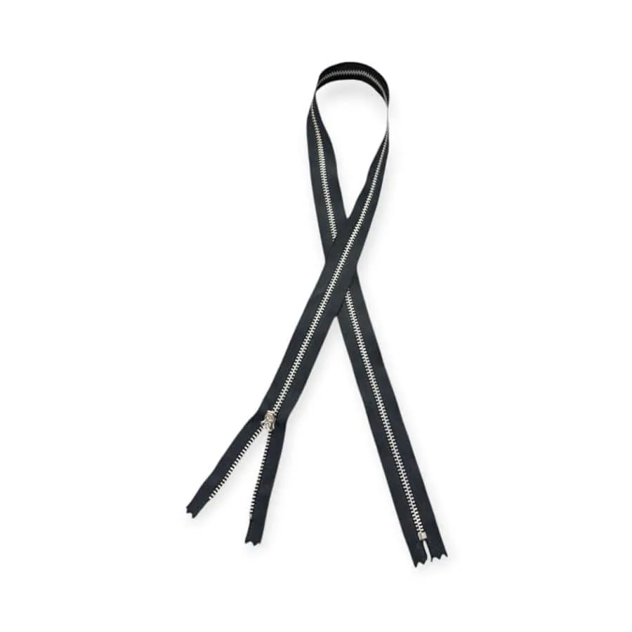 YKK Metal Silver Zip Black